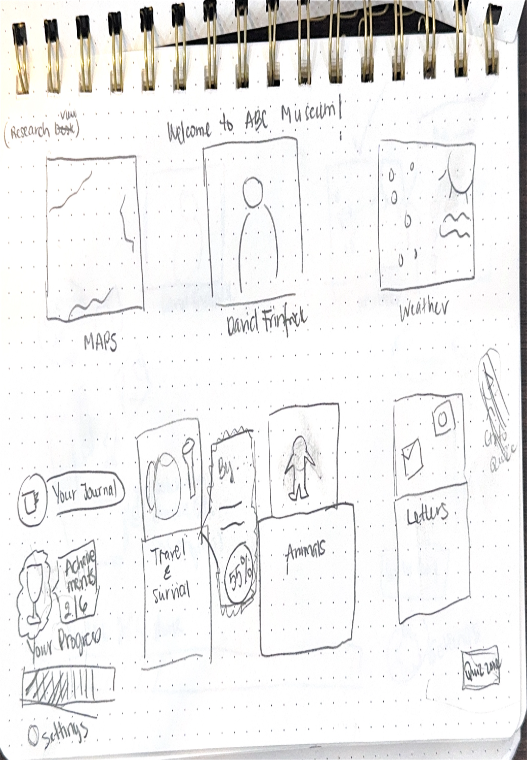 Museum interactive menu sketch